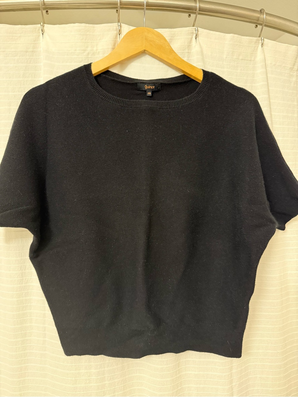 Quince Black Short-Sleeve Knit Pullover